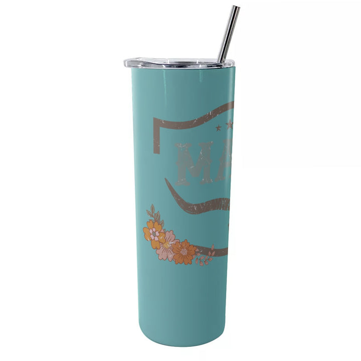 Skull Mama - Glitter Tumbler With Stainless Steel Straw 20oz