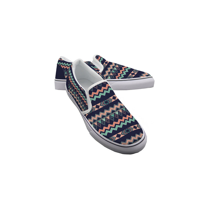 Peach Aztec Chevron - Women's Slip On Sneakers