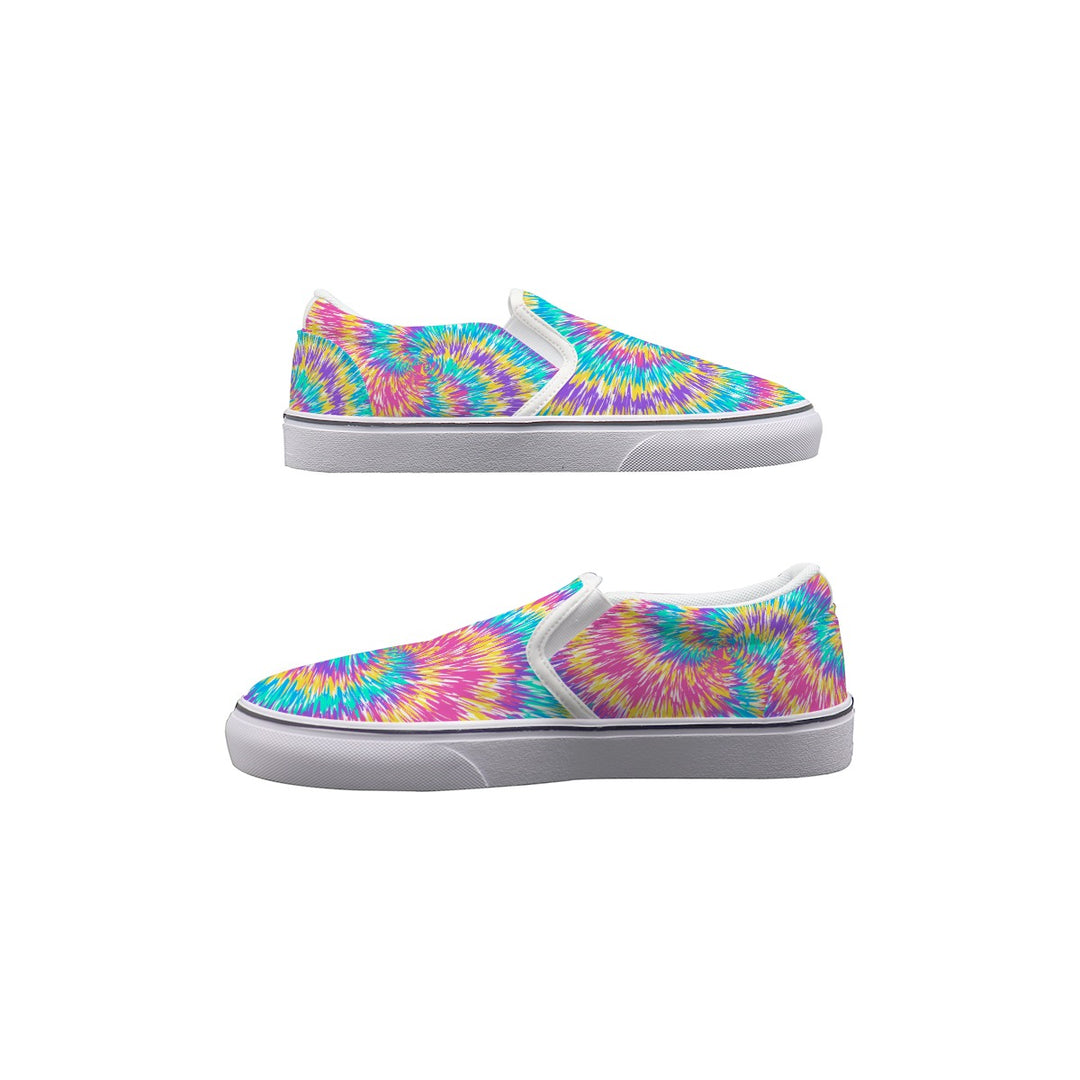 Pink & Blue Tie Dye - Women's Slip On Sneakers