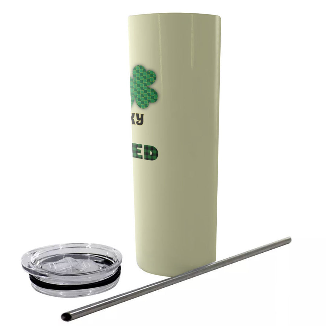 Not Lucky Just Blessed - Glitter Tumbler With Stainless Steel Straw 20oz