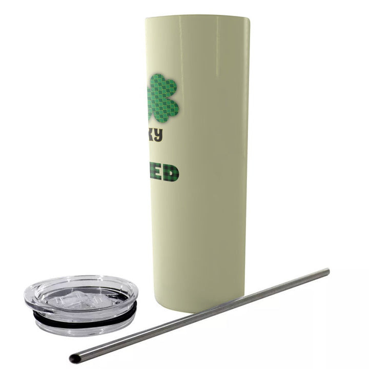 Not Lucky Just Blessed - Glitter Tumbler With Stainless Steel Straw 20oz