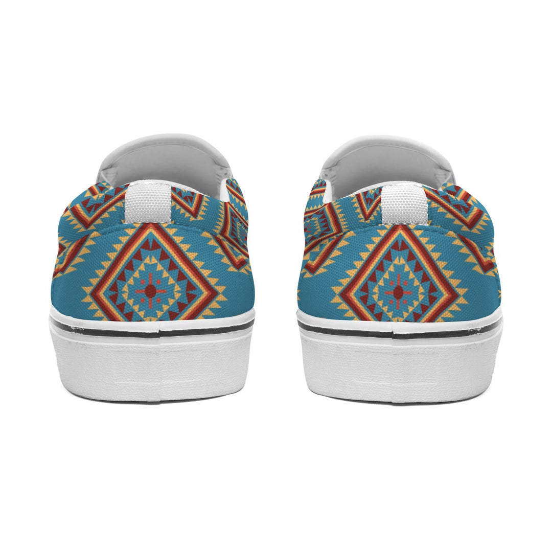 Navajo Vintage Blue - Women's Slip On Sneakers