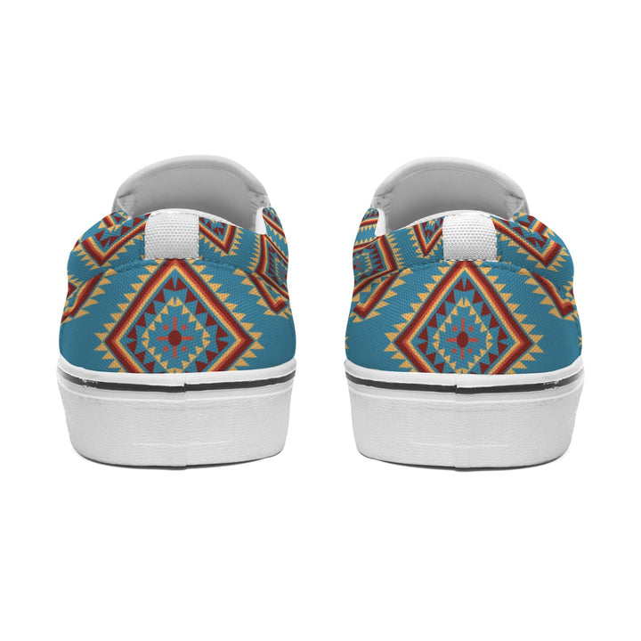 Navajo Vintage Blue - Women's Slip On Sneakers