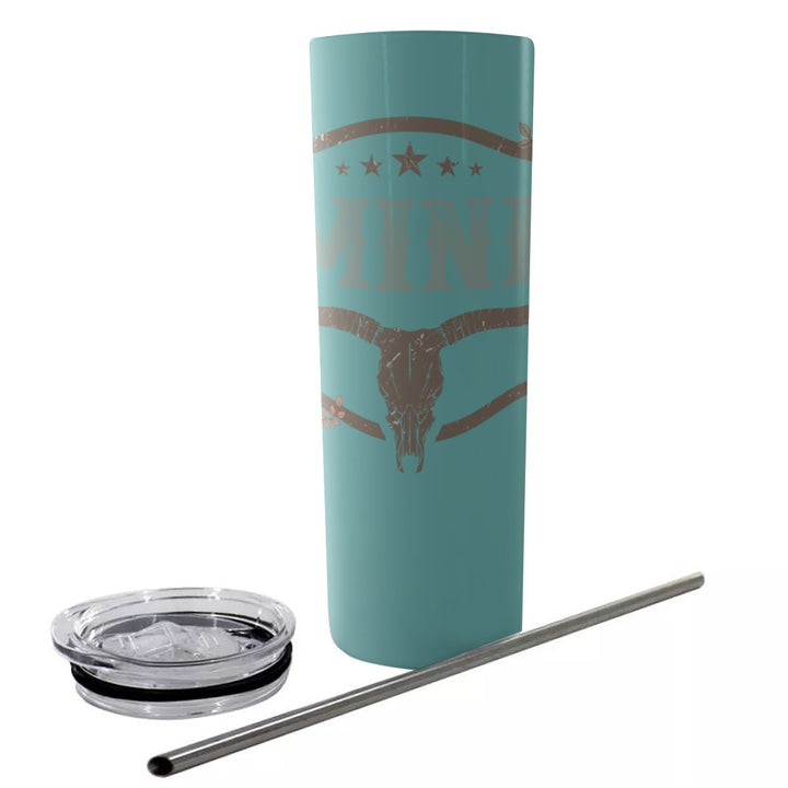 Skull Mini - Glitter Tumbler With Stainless Steel Straw 20oz