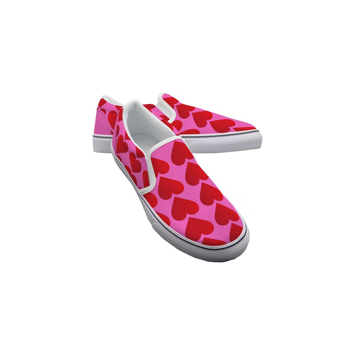 Red Valentine Hearts - Women's Slip On Sneakers