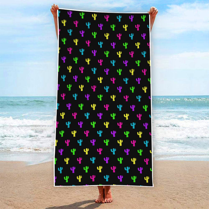 Neon Cactus - Rectangular Beach Towel