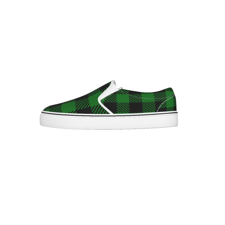 Green Plaid - Women's Slip On Sneakers