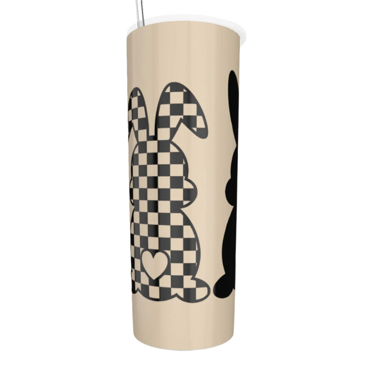 Heart Bunny - Glitter Tumbler With Stainless Steel Straw 20oz