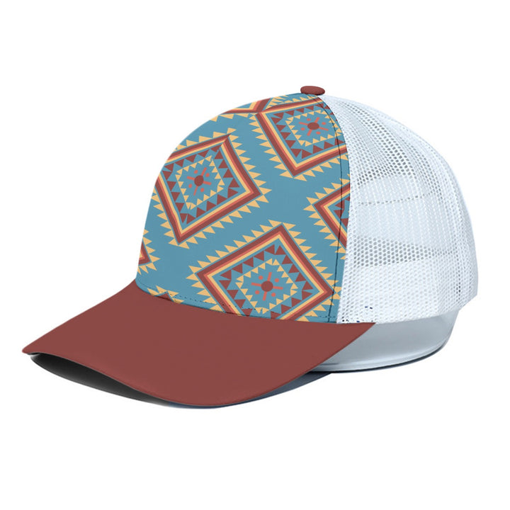 Navajo Vintage Blue - Unisex Trucker Hat With White Half-mesh