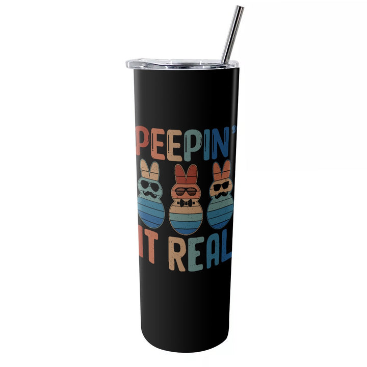 Peepin It Real - Glitter Tumbler With Stainless Steel Straw 20oz