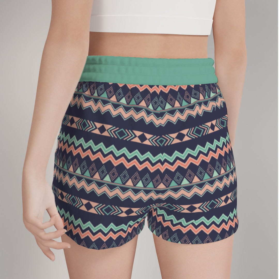 Peach Aztec Chevron - All-Over Print Women's Casual Shorts