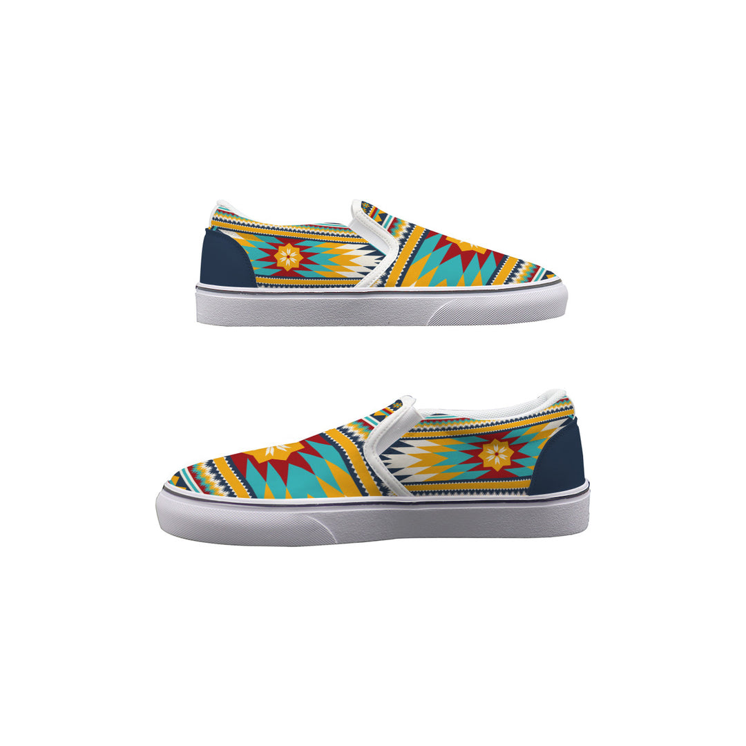 Gold Aztec - Women's Slip On Sneakers