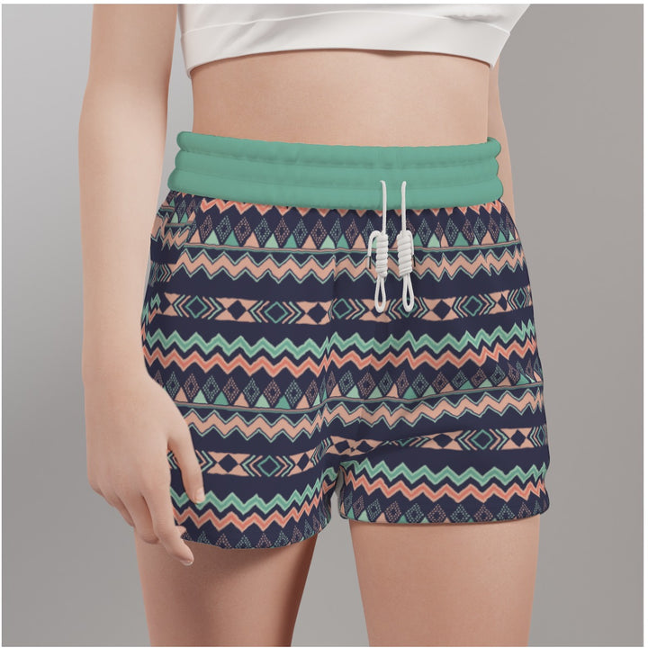 Peach Aztec Chevron - All-Over Print Women's Casual Shorts