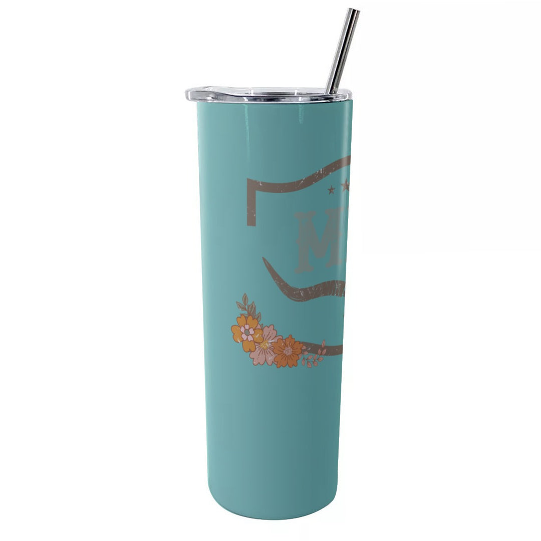Skull Mini - Glitter Tumbler With Stainless Steel Straw 20oz