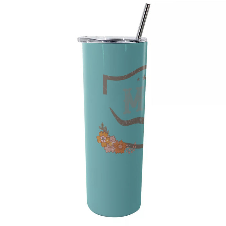 Skull Mini - Glitter Tumbler With Stainless Steel Straw 20oz