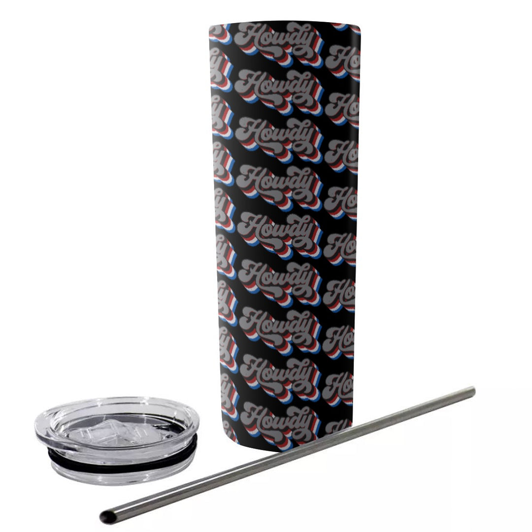 Howdy - Glitter Tumbler With Stainless Steel Straw 20oz
