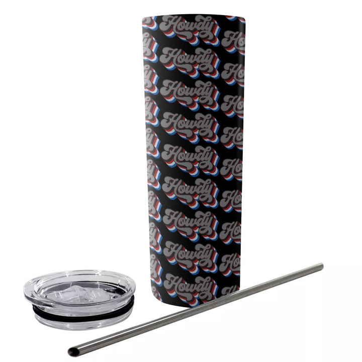 Howdy - Glitter Tumbler With Stainless Steel Straw 20oz