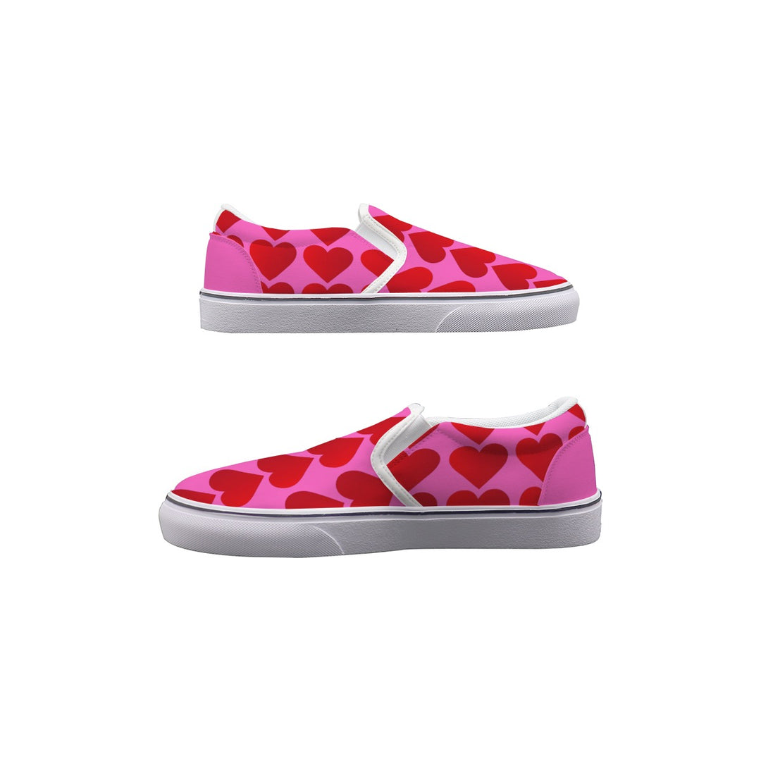 Red Valentine Hearts - Women's Slip On Sneakers