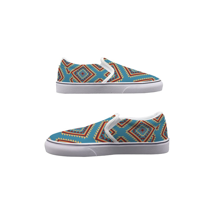 Navajo Vintage Blue - Women's Slip On Sneakers