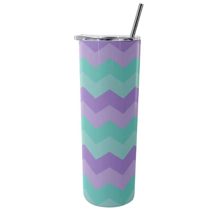 Easter Chevron - Glitter Tumbler With Stainless Steel Straw 20oz
