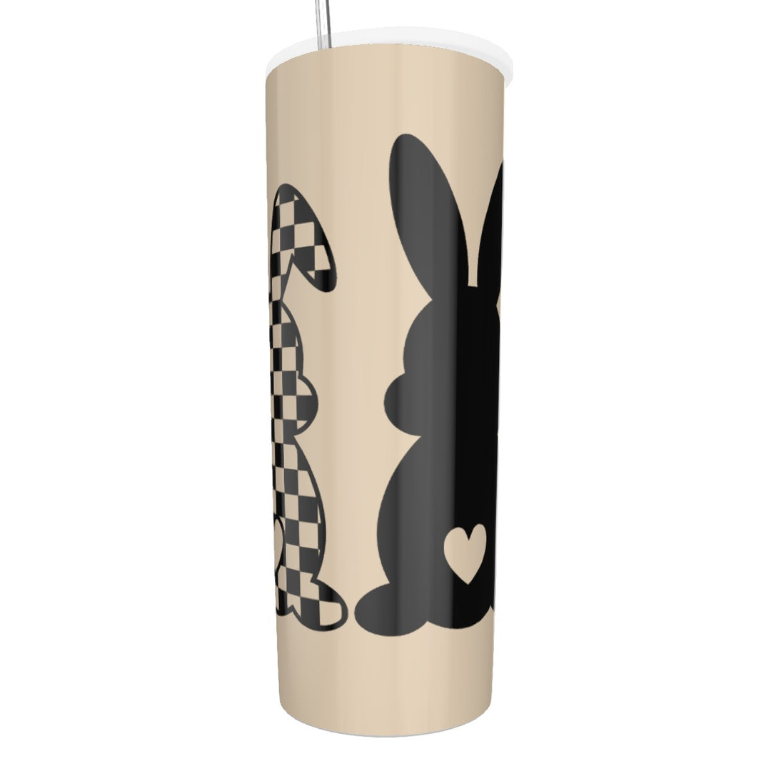 Heart Bunny - Glitter Tumbler With Stainless Steel Straw 20oz