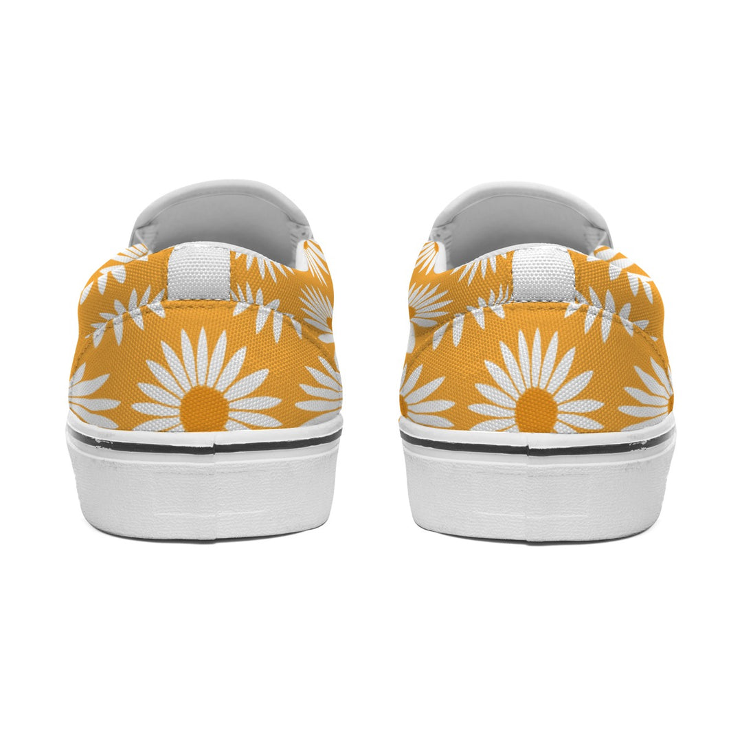 Yellow Sunflower Pattern - Women's Slip On Sneakers