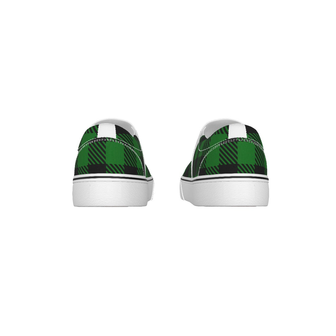 Green Plaid - Women's Slip On Sneakers