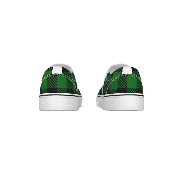 Green Plaid - Women's Slip On Sneakers