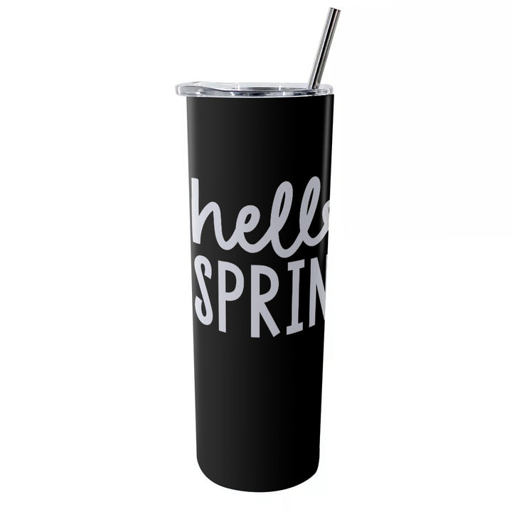 Hello Spring - Glitter Tumbler With Stainless Steel Straw 20oz