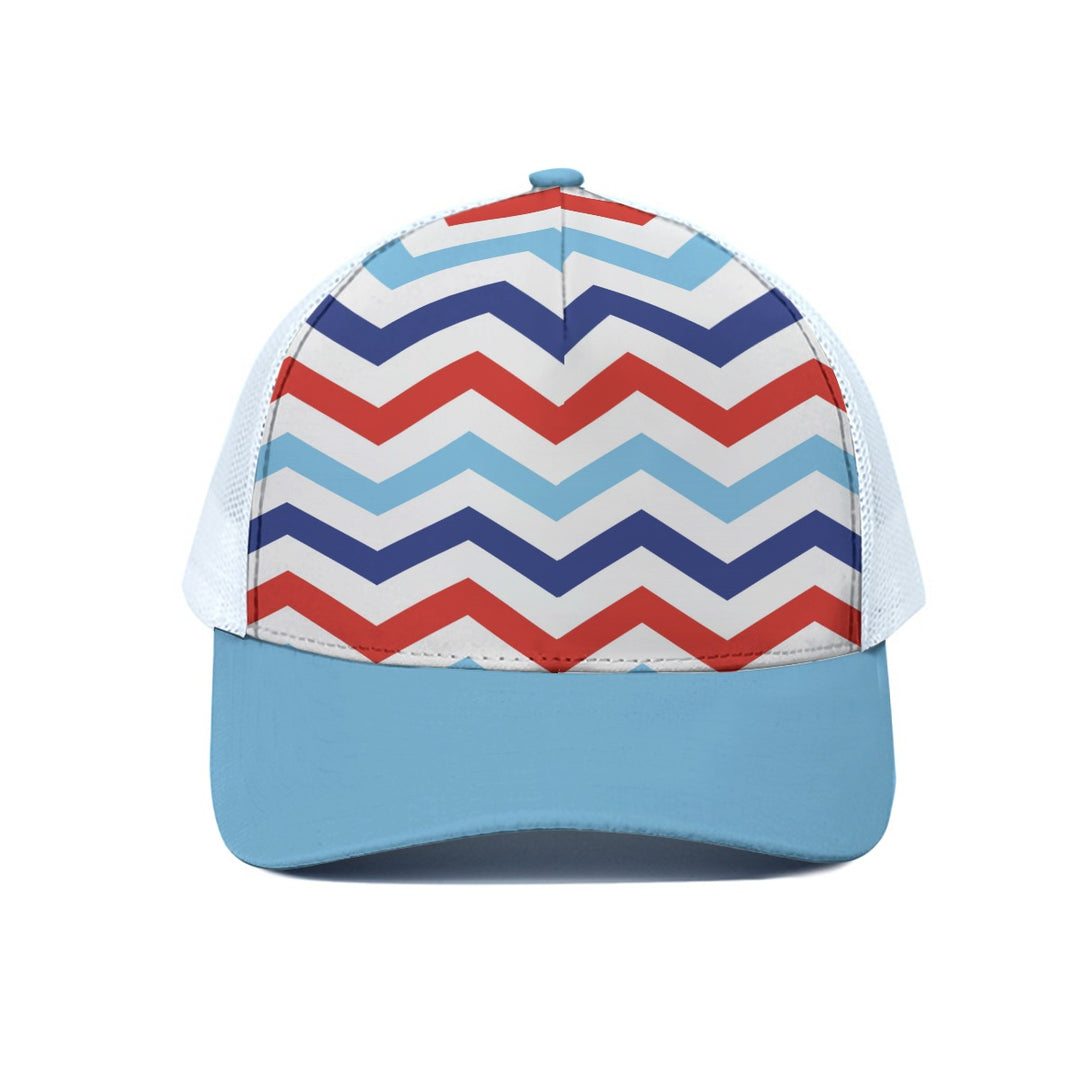 Patriotic Chevron - Unisex Trucker Hat With White Half-mesh