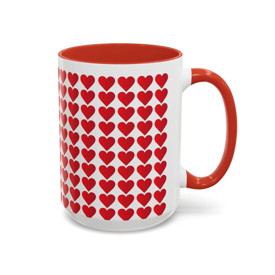 Red Valentine Hearts - Accent Coffee Mug (11, 15oz)