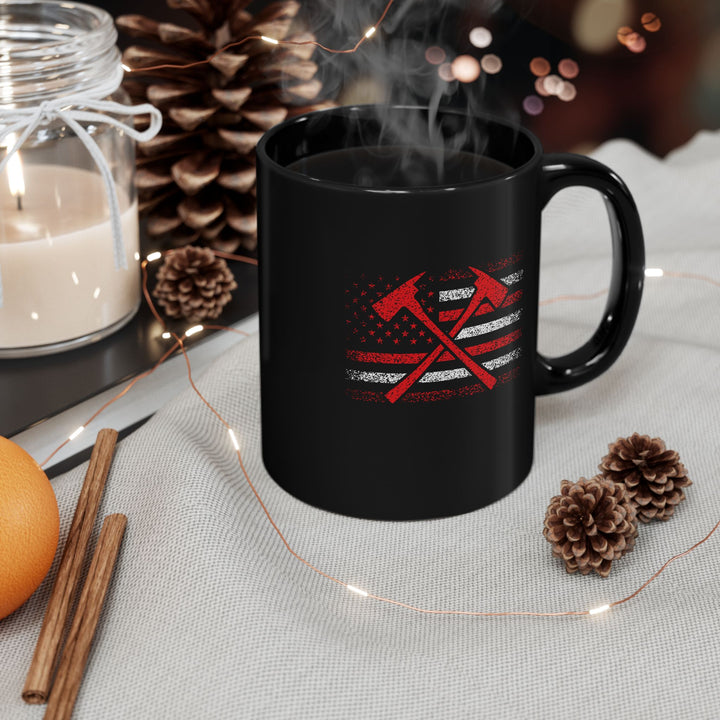 Firefighter American Flag - Black Mug (11oz, 15oz)