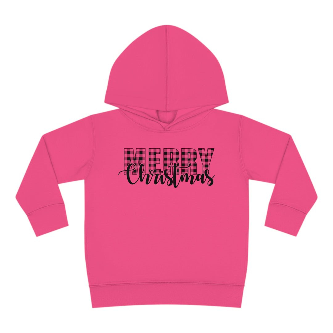 Merry Christmas Buffalo Plaid - Toddler Pullover Fleece Hoodie
