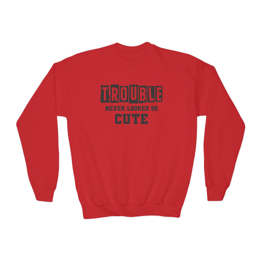 Trouble Never Looked So Cute - Youth Crewneck Sweatshirt