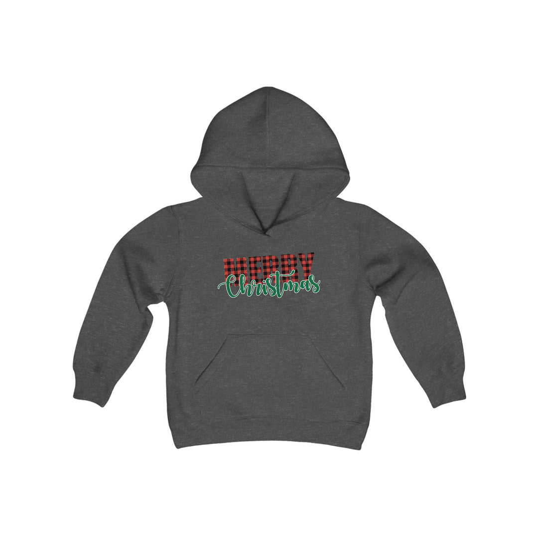 Merry Christmas Buffalo Plaid - Youth Heavy Blend Hooded Sweatshirt