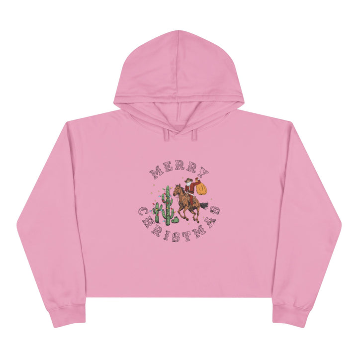 Merry Christmas Cowboy Santa - Crop Hoodie