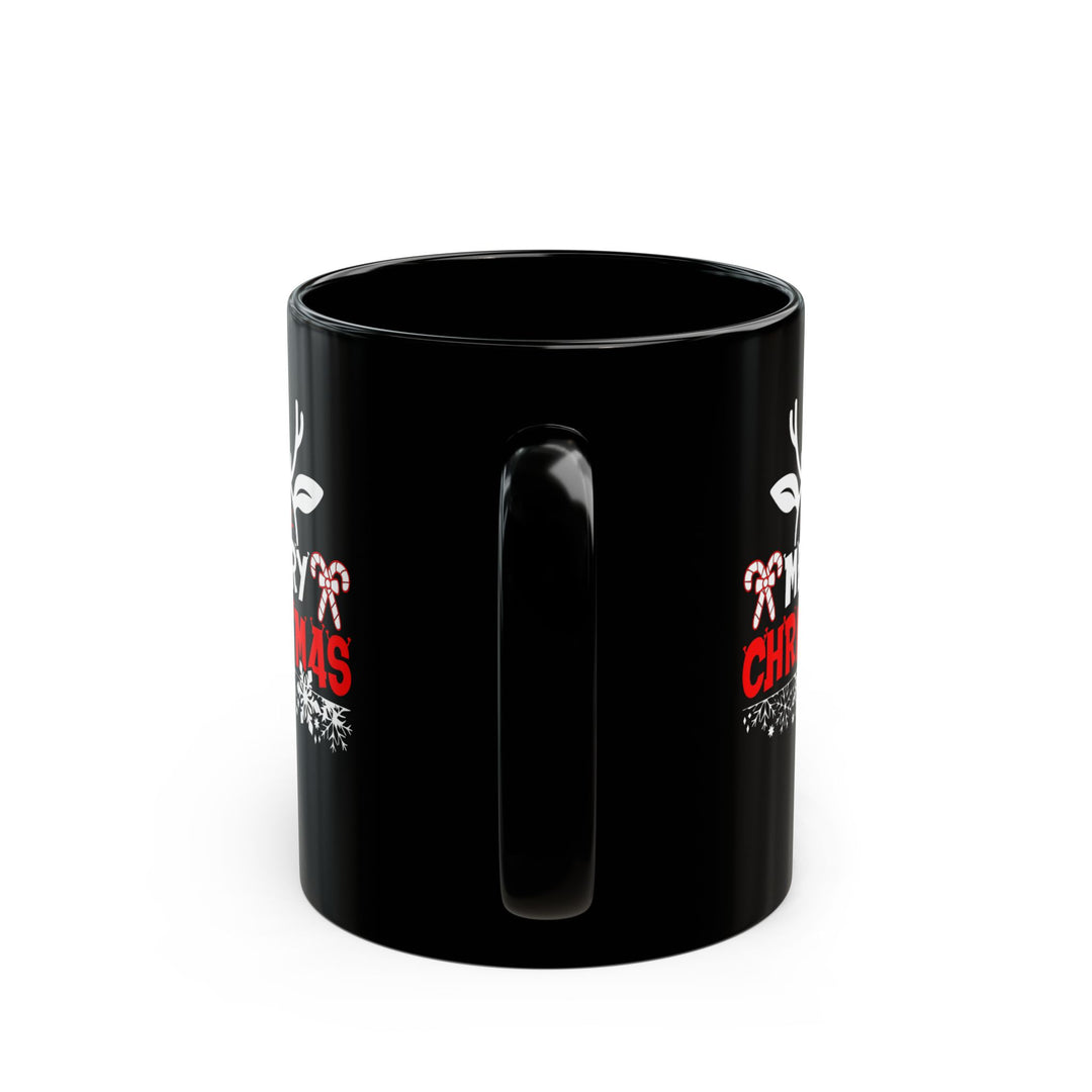 Merry Christmas Antlers - Black Mug (11oz, 15oz)
