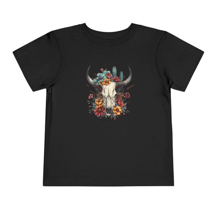 Bright And Flowery Skull - Toddler Short Sleeve Tee