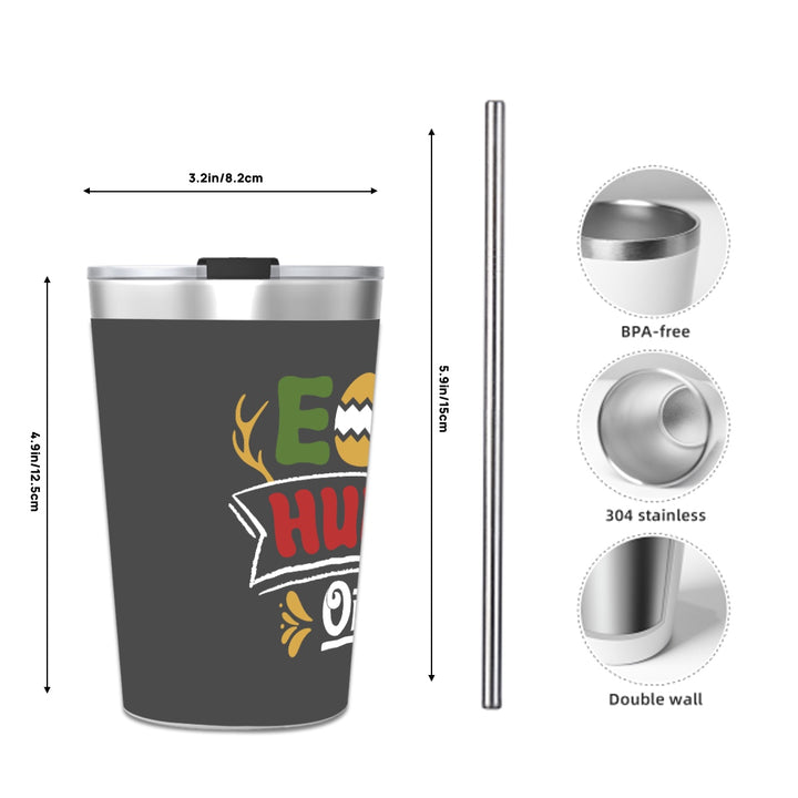 Egg Hunt - Stainless Steel Water Bottle With Straw (12oz)