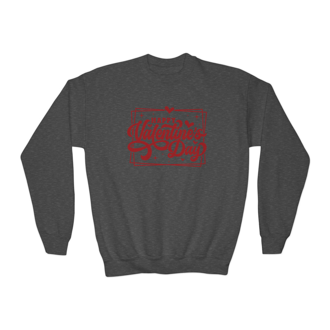 Happy Valentine's Day W/Hearts - Youth Crewneck Sweatshirt