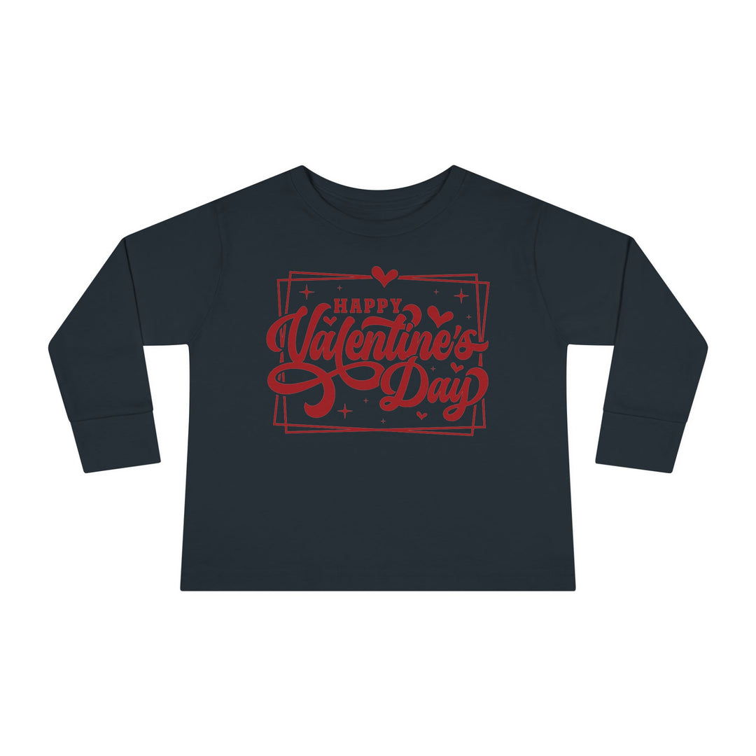 Happy Valentine's Day W/Hearts - Toddler Long Sleeve Tee