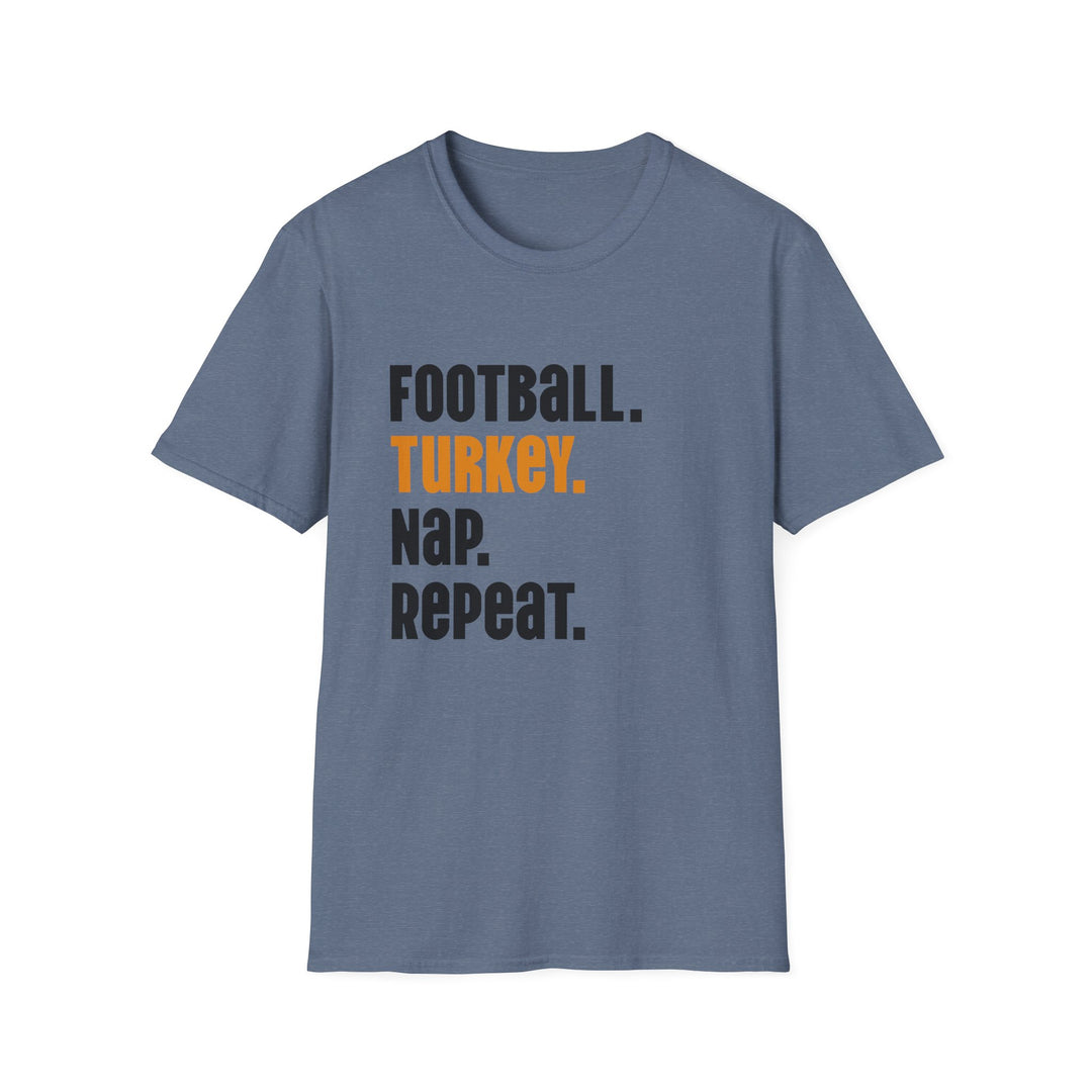 Football Turkey Nap Repeat - Unisex Softstyle T-Shirt