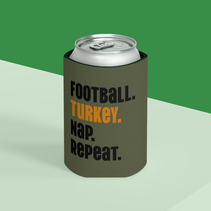 Football Turkey Nap Repeat - Can Cooler