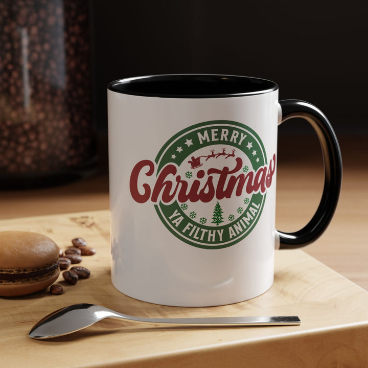 Merry Christmas Ya Filthy Animal - Accent Coffee Mug (11, 15oz)