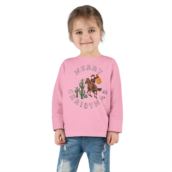 Merry Christmas Cowboy Santa - Toddler Long Sleeve Tee