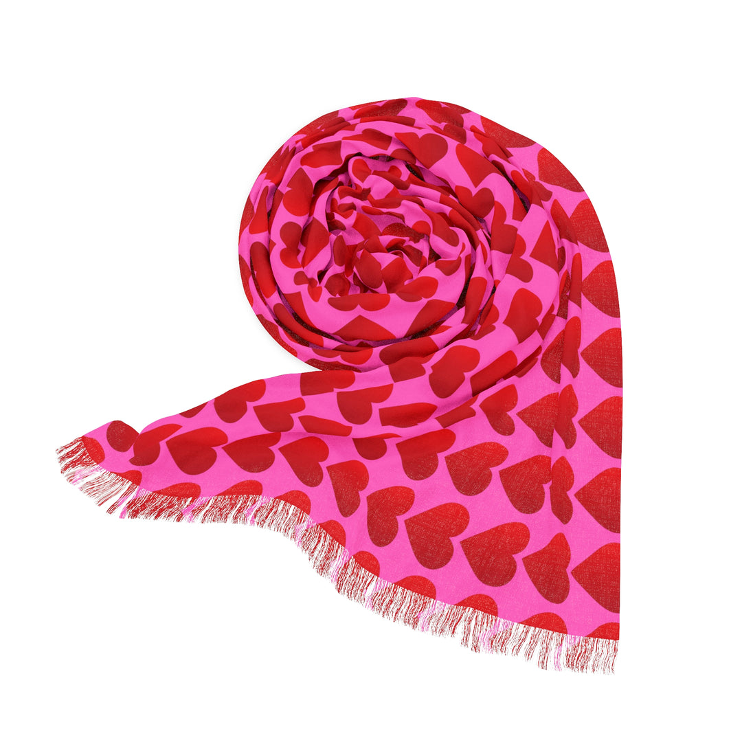 Red Valentine Hearts - Light Scarf