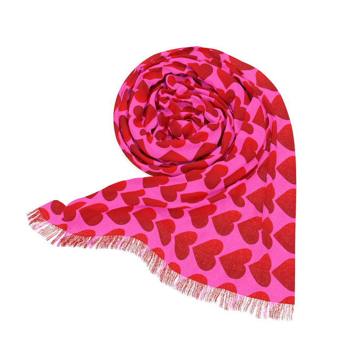 Red Valentine Hearts - Light Scarf
