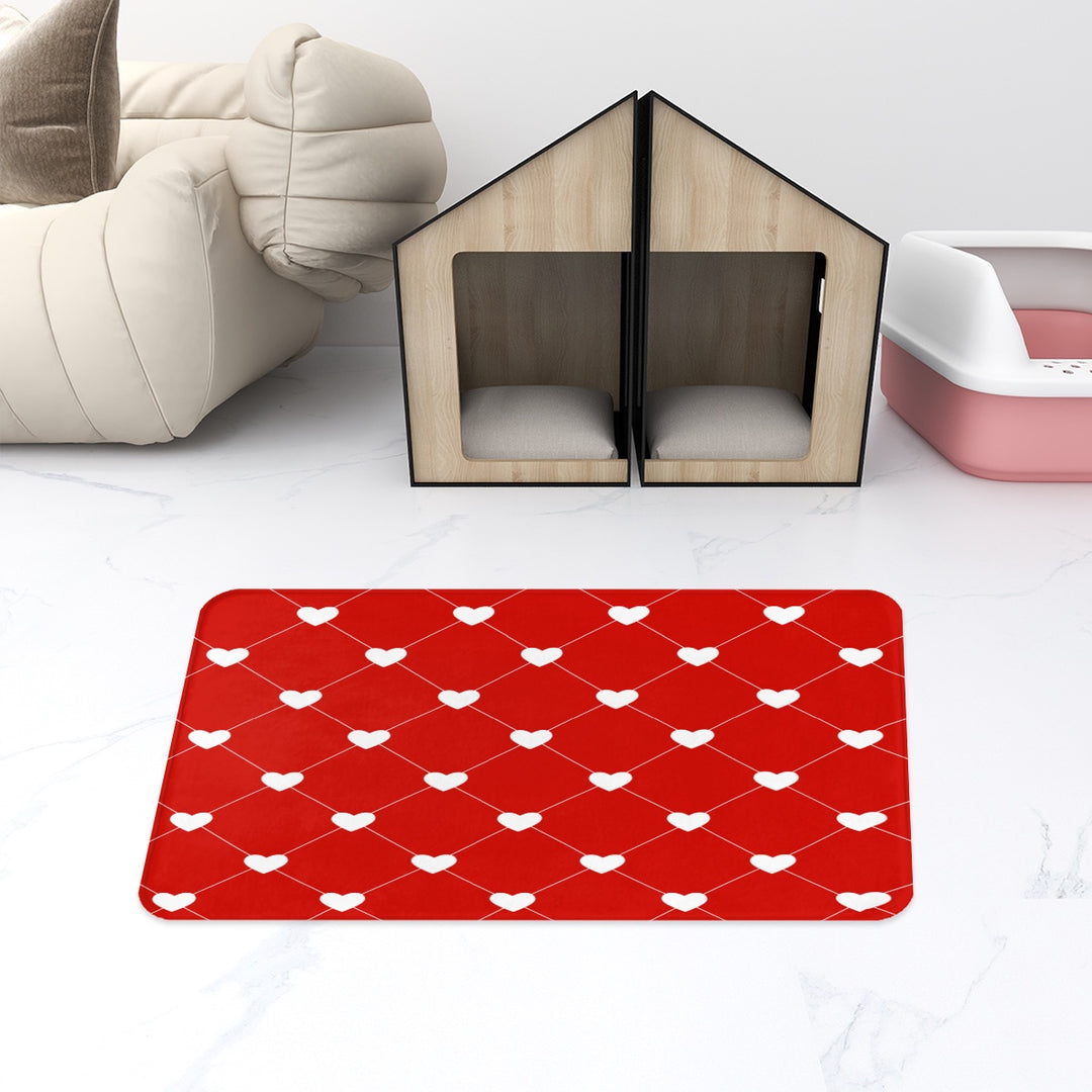 White Heart Diamond - Pet Food Mat