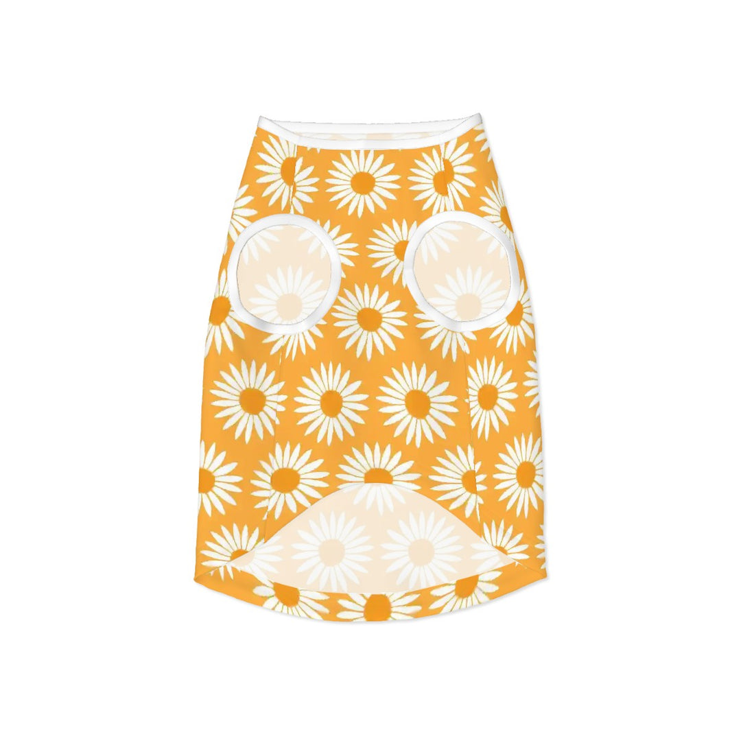Yellow Sunflower Pattern - Cotton Dog Shirt