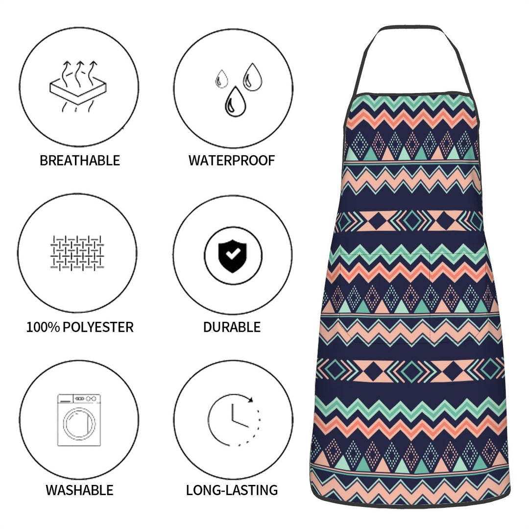 Peach Aztec Chevron - Adult Apron with Pockets